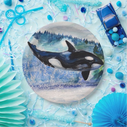 Orca whale art Custom Paper Borden Papieren Bordje (Feest)