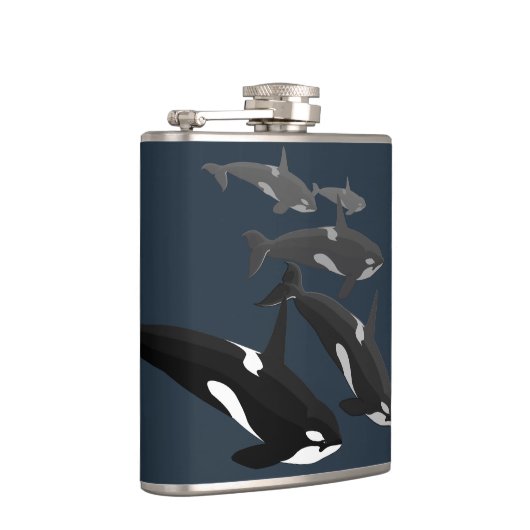 Orca Whale Art Flask Custom Orca Whale Drink Flask Heupfles (Rechts)