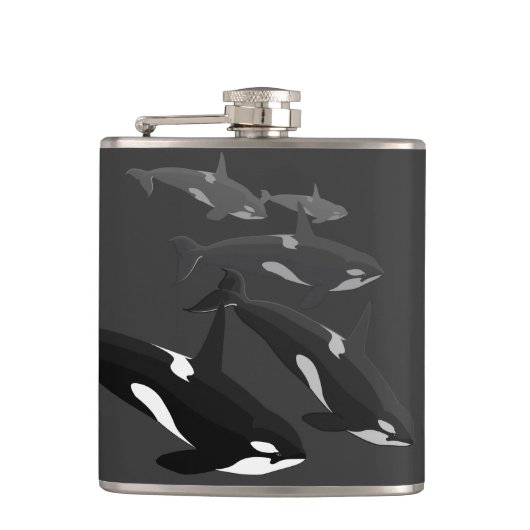 Orca Whale Art Flask Custom Orca Whale Drink Flask Heupfles (Voorkant)