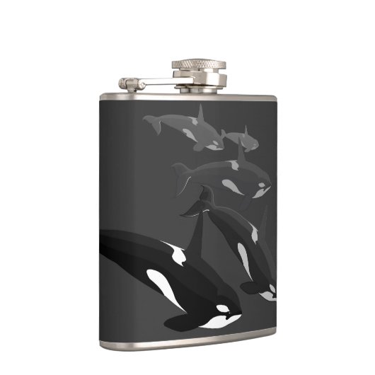 Orca Whale Art Flask Custom Orca Whale Drink Flask Heupfles (Rechts)