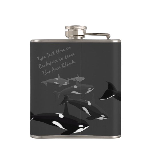 Orca Whale Art Flask Custom Orca Whale Drink Flask Heupfles (Achterkant)