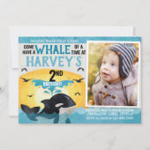 Orca Whale Birthday Party Invitation Invite Kaart (Voorkant)