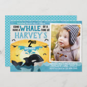 Orca Whale Birthday Party Invitation Invite Kaart (Voorkant / Achterkant)