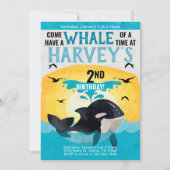 Orca Whale Birthday Party Invitation Invite Kaart (Voorkant)