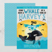 Orca Whale Birthday Party Invitation Invite Kaart (Voorkant / Achterkant)