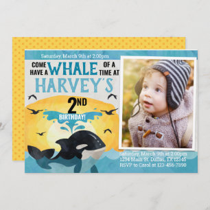 Orca Whale Birthday Party Invitation Invite Kaart