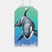 Orca Whale Blauwgroen kristal Cadeaulabel (Voorkant)