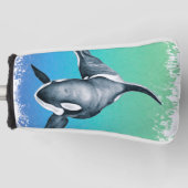 Orca Whale Blauwgroen kristal Golfheadcover (Voorkant)