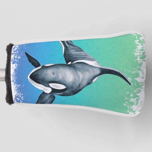 Orca Whale Blauwgroen kristal Golfheadcover (Voorkant)