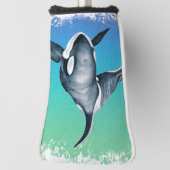 Orca Whale Blauwgroen kristal Golfheadcover (Draai 90)