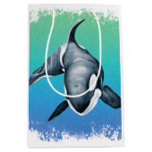 Orca Whale Blauwgroen kristal Medium Cadeauzakje (Voorkant)