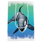 Orca Whale Blauwgroen kristal Medium Cadeauzakje (Achterkant)