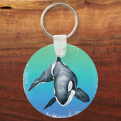 Orca Whale Blauwgroen kristal Sleutelhanger (Voorkant)