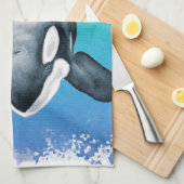 Orca Whale Blauwgroen kristal Theedoek (Quarter Fold)