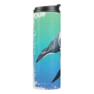 Orca Whale Blauwgroen kristal Thermosbeker