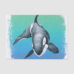 Orca Whale Blauwgroen kristal Tissuepapier