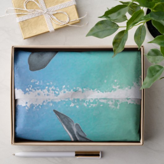 Orca Whale Blauwgroen kristal Tissuepapier (Geschenk)