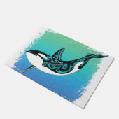 Orca Whale Blauwgroen Tribal Deurmat (Schuin)