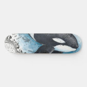 Orca Whale Blue Waterverf Nautical Map Persoonlijk Skateboard (Horizontaal)