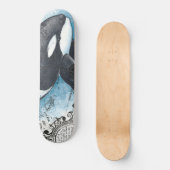 Orca Whale Blue Waterverf Nautical Map Persoonlijk Skateboard (Voorkant)