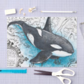 Orca Whale Blue Waterverf Nautical Map Tissuepapier (Craft)