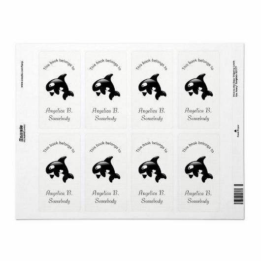 Orca Whale Bookplaat Etiket (Full Sheet)