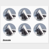 Orca whale breaching ronde sticker (Vel)