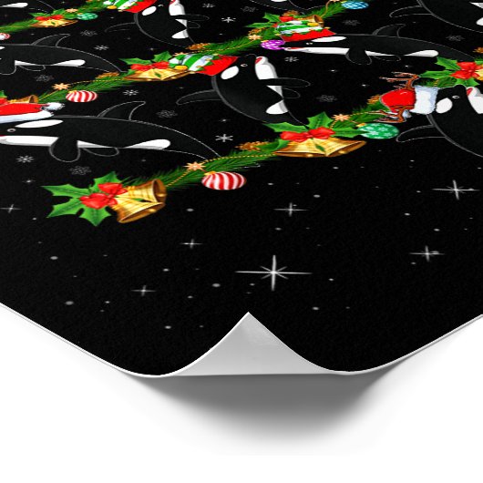 Orca Whale Christmas Tree Lights Santa Funny Sea A Poster (Hoek)