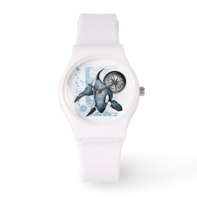 Orca Whale Compass Horloge (Voorkant)