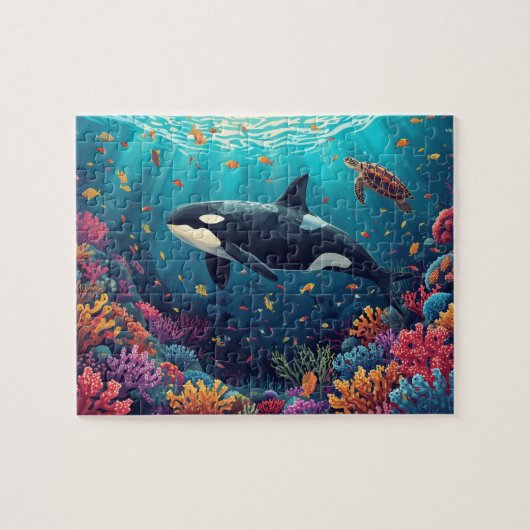 Orca Whale Coral Reef Underwater Art Legpuzzel (Horizontaal)