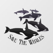 Orca Whale Decal Custom Whale Art Window Cling (Vel)