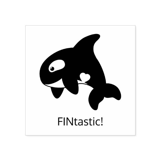 Orca Whale - FINtastic (fantastisch) Citaat Rubberstempel (Afrduk)