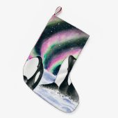 Orca Whale Galaxy Northern Lights Stars Waterverf Kleine Kerstsok (Voorkant (Hangend))