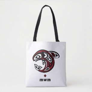 Orca Whale Haida Design - Monogram schoudertas Tote Bag