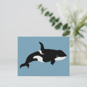 Orca Whale Illustratie Cetacea Blue Briefkaart (Staand voorkant)