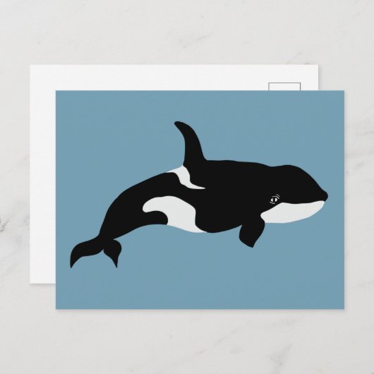 Orca Whale Illustratie Cetacea Blue Briefkaart (Voorkant / Achterkant)