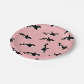 Orca Whale Illustratie Pod Pattern Ocean Pink Papieren Bordje (Gekanteld)