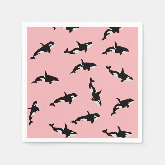 Orca Whale Illustratie Pod Pattern Ocean Pink Servet (Voorkant)