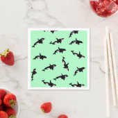 Orca Whale Illustration Pod Pattern Mint Servet (Insitu)