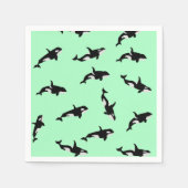 Orca Whale Illustration Pod Pattern Mint Servet (Voorkant)