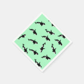 Orca Whale Illustration Pod Pattern Mint Servet (Hoek)