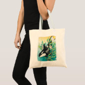 Orca Whale in Kelp Waterverf Art Tote Bag (Voorkant (product))