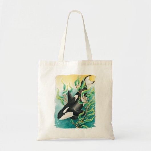Orca Whale in Kelp Waterverf Art Tote Bag (Voorkant)