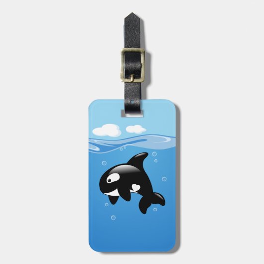 Orca Whale in Ocean Bagagelabel (Voorkant verticaal)
