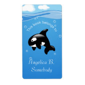 Orca Whale in Ocean Bookplate Etiket (Voorkant)