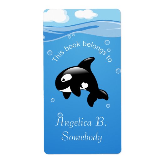 Orca Whale in Ocean Bookplate Etiket (Voorkant)