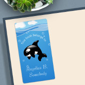 Orca Whale in Ocean Bookplate Etiket