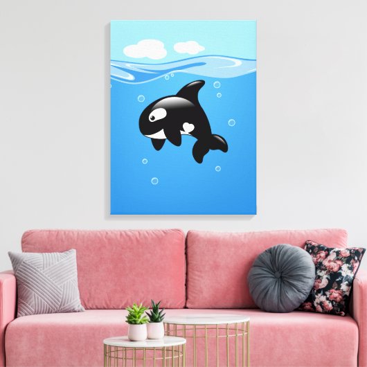 Orca Whale in Ocean Canvas Afdruk (Insitu (Woonkamer))