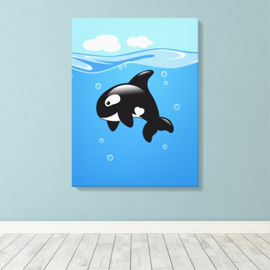 Orca Whale in Ocean Canvas Afdruk (Insitu (Houten vloer))