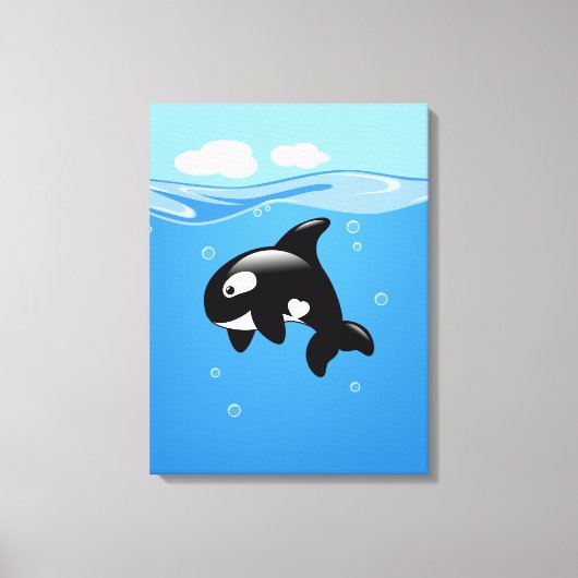 Orca Whale in Ocean Canvas Afdruk (Voorkant)